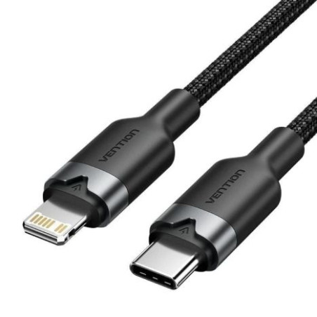 Cable USB Tipo C/M a Lightning/M - 1m · Negro