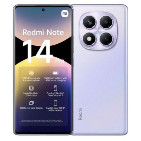 Smartphone XIAOMI Redmi Note 14 Pro -Helio G100 · 6.67 FHD+ · 8GB · 256GB · Android · Purpura