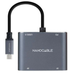 Conversor USB Tipo C/M a 2xHDMI/H - 0.15m · Gris