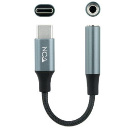 Cable Conversor de Audio USB Tipo C/M a Jack 3.5mm/H - 0.11m · Negro · Gris