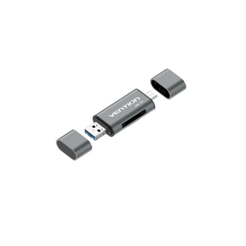 Lector de Tarjetas Externo VENTION CCHH0 - USB 3.0 · USB Tipo C · SD/Micro SD · Gris