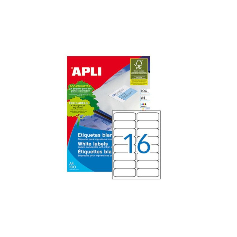 Etiquetas Adhesivas APLI 02418 - 99.1 x 34mm · 100 hojas · Blancos