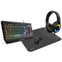 Pack Gaming KROM Kenya - Teclado RGB · Ratón Optico · Alfombrilla · Auriculares Diadema