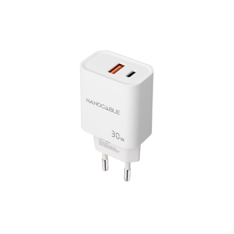 Cargador de Pared NANOCABLE - 30W · USB Tipo C · USB · Blanco