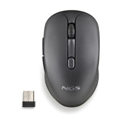Ratón Inalámbrico Recargable Ergonomico NGS Evo Rust - USB · 1600DPI · Silencioso · Negro