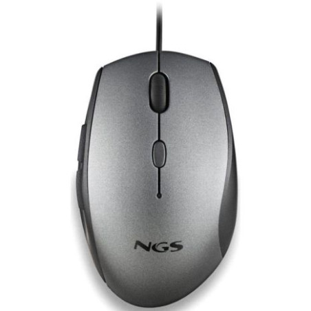 Ratón con Cable Ergonómico NGS Gray - USB Tipo C · 1600DPI · Gris