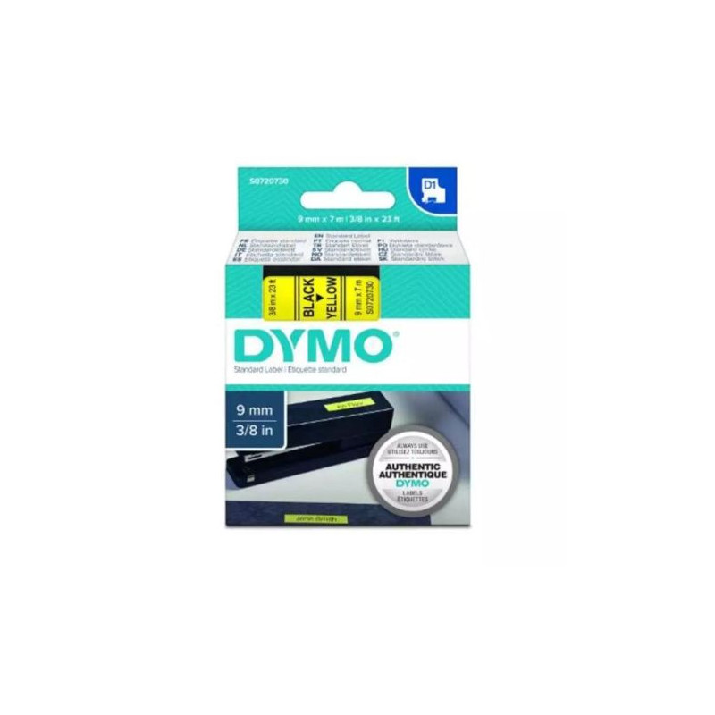 Cinta de Transferencia Térmica DYMO D1 70918 9mm x 7mm Negro sobre Amarillo - S0720730