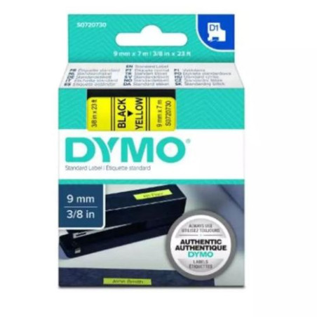 Cinta de Transferencia Térmica DYMO D1 70918 9mm x 7mm Negro sobre Amarillo - S0720730