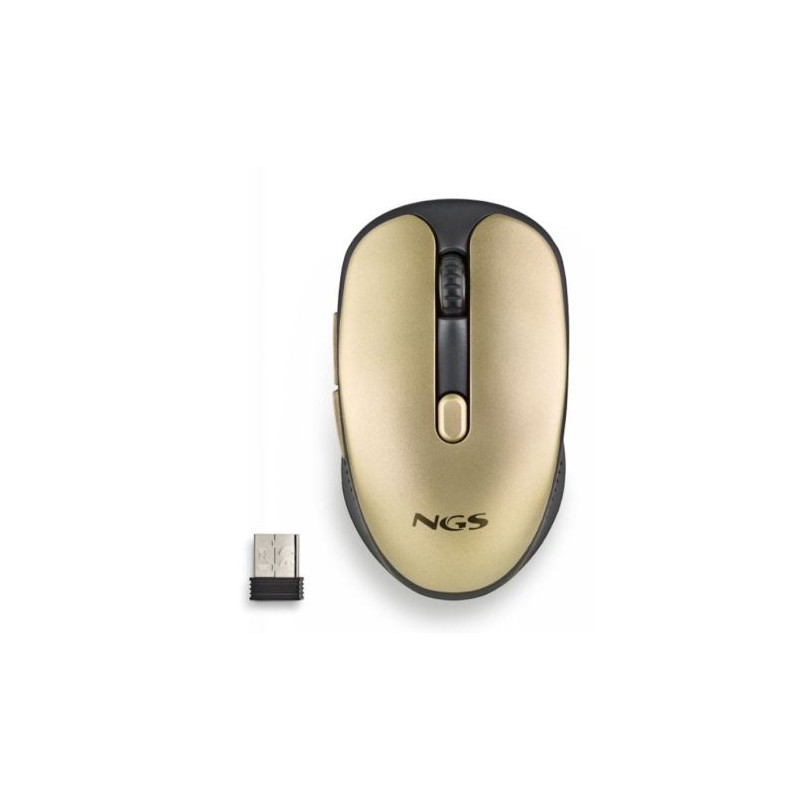 Ratón Inalámbrico Ergonomico NGS Wireless Evorustgold - USB · 1600DPI · Silencioso · Oro