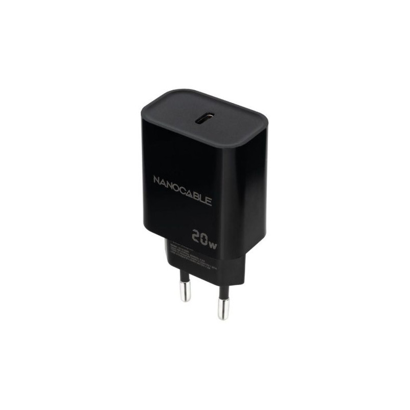 Cargador de Pared NANOCABLE 10.10.2006 - 20W · USB Tipo C · Negro