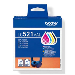 Pack 4 Cartuchos Originales BROTHER LC521 BK+C+M+Y - LC521VAL [PAG-500]