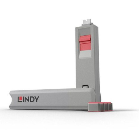 Pack 4 Bloqueadores de Puertos LINDY 40425 - USB Tipo C con Llave · Rosa