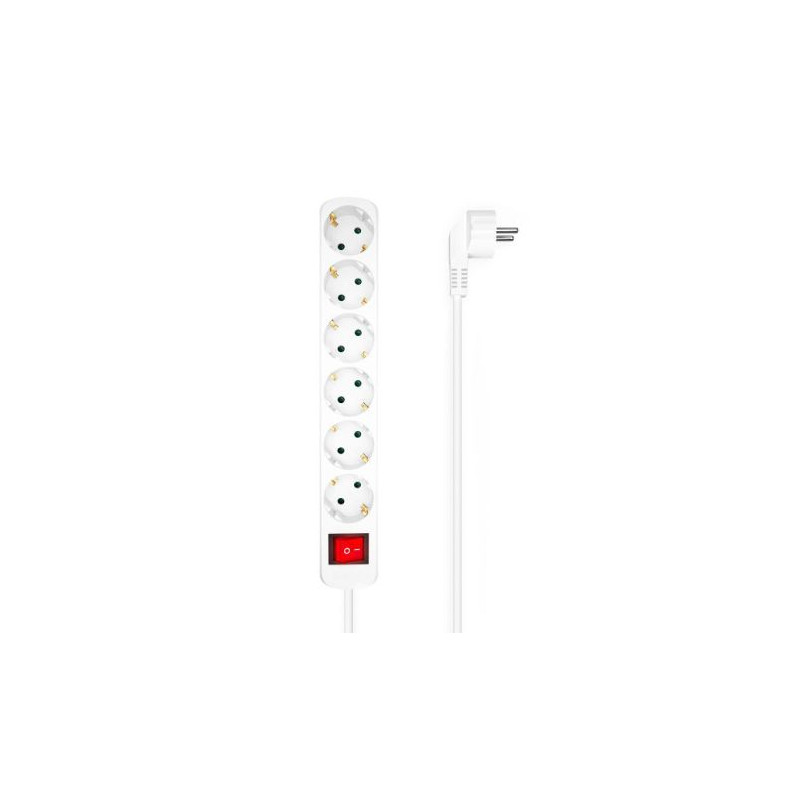 Regleta con Interruptor AISENS A154-0535 - 6xSchuko · 1.4m · Blanco