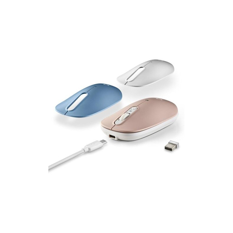 Ratón Inalámbrico NGS Shell RB - BT 5.1 · USB · 1600DPI · Blanco/Azul/Rosa