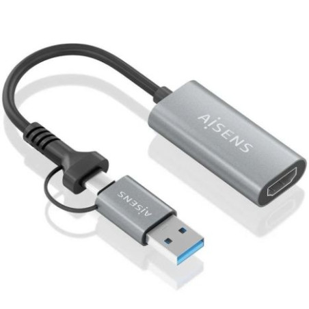 Cable Conversor USB / USB Tipo C-M a HDMI-H - 15cm - Gris