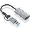 Cable Conversor USB / USB Tipo C-M a HDMI-H - 15cm - Gris