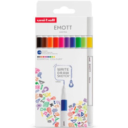 302422268 UNIBALL EMOTT ROTULADORES DE ESCRITURA Y DIBUJO COLORES ESENCIALES ESTUCHE 10 UD