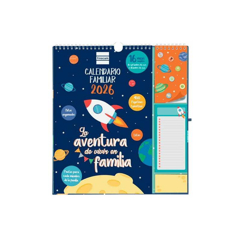 540220126 FINOCAM CALENDARIO DE PARED PLUS 16 MESES 215X325 MV FAMILIAR 2025-2026