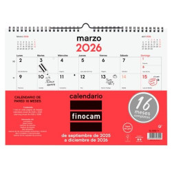 782020026 FINOCAM CALENDARIO DE PARED 16 MESES L-340X240MM MV NEUTRO 2025-2026