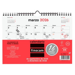 782040026 FINOCAM CALENDARIO DE PARED 16 MESES S-210X150MM MV NEUTRO 2025-2026