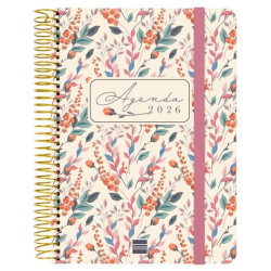 627100226 FINOCAM AGENDA CLOE ESPIRAL 16 MESES E10 SVH CIERRE C/GOMA TAPA DURA ROSA 2025-2026