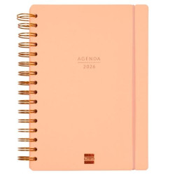 627400326 FINOCAM AGENDA HAIKU ESPIRAL 16 MESES E10 SVH CIERRE C/GOMA TAPA DURA CORAL 2025-2026