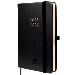 636100326 FINOCAM AGENDA MÍNIMAL 18 MESES M3 SVH CIERRE C/GOMA TAPA DURA NEGRO 2025-2026