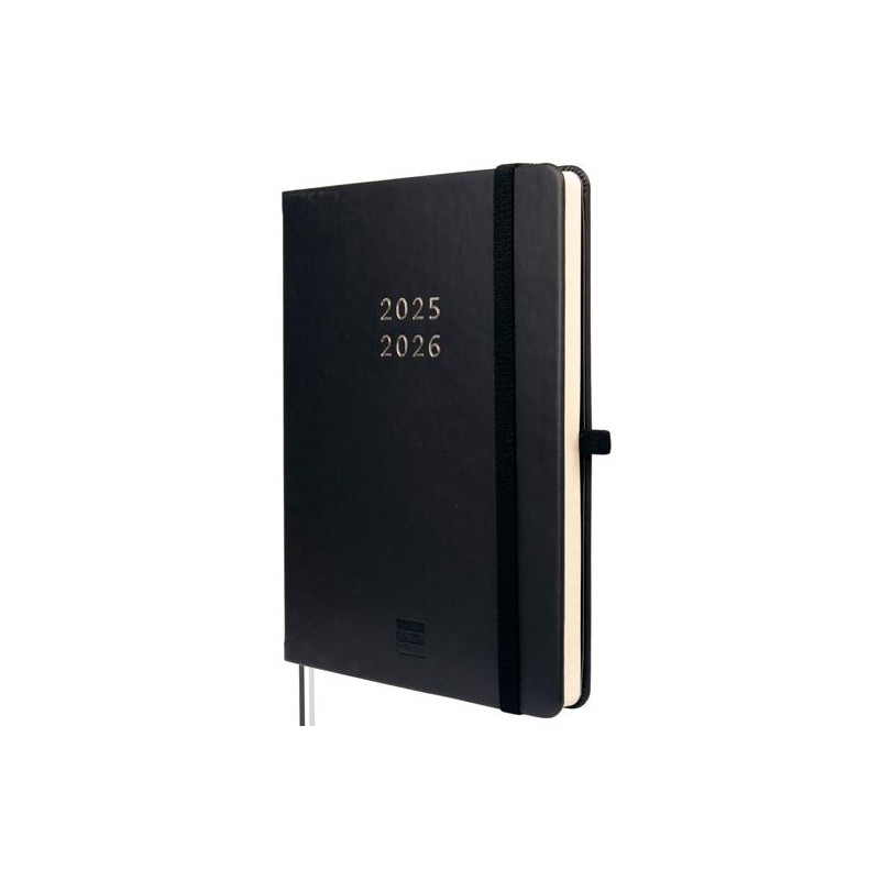 636110326 FINOCAM AGENDA MÍNIMAL 18 MESES M5 SVH CIERRE C/GOMA TAPA DURA NEGRO 2025-2026