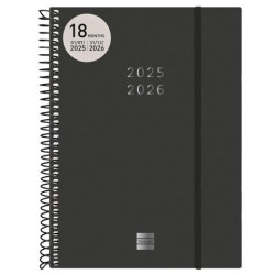 636240326 FINOCAM AGENDA ESPIRAL 18 MESES E10 SVH CIERRE C/GOMA TAPA PP NEGRO 2025-2026