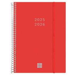 636241326 FINOCAM AGENDA ESPIRAL 18 MESES E10 SVH CIERRE C/GOMA TAPA PP ROJO 2025-2026