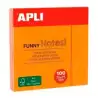 11900 APLI BLOC NOTAS ADHESIVAS FUNNY REPOSICIONABLES 100H 75X75 NARANJA FLUORESCENTE PACK 12 UD