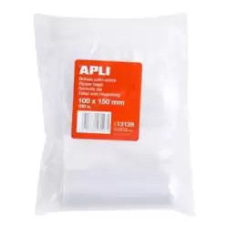13128 APLI BOLSAS AUTOCIERRE 100X150MM LDPE TRANSPARENTE PACK 100 UD
