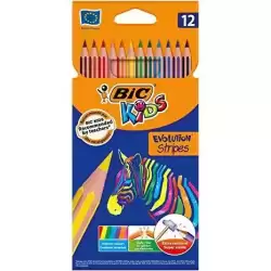 9505222 BIC LÁPICES DE COLORES KIDS EVOLUTION STRIPES C/SURTIDOS ESTUCHE 12 UD