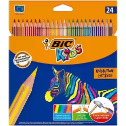 950525 BIC LÁPICES DE COLORES KIDS EVOLUTION STRIPES C/SURTIDOS ESTUCHE 24 UD