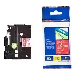 TZE435 BROTHER CINTA ROTULADORA LAMINADA TEXTO BLANCO SOBRE ROJO - 12MMX8M