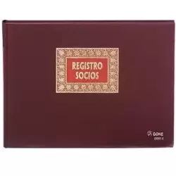 09914 DOHE LIBRO REGISTRO- REGISTRO DE SOCIOS 100H NUMERADAS FOLIO APAISADO 100GR BURDEOS