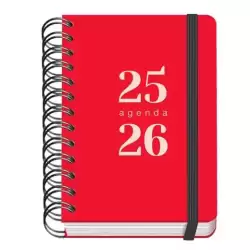 51782 DOHE AGENDA ESCOLAR GRAMMAR A6 ESPIRAL DOBLE DP TAPA PP ROJO 2025-2026