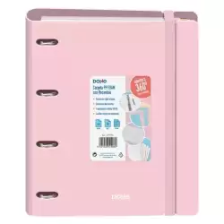 51996 DOHE CARPETA ANILLAS MIXTAS 4X35MM RECAMBIO A4 100H 5X5MM 90GR 4 SEPARADORES POLYFOAM ROSA PASTEL