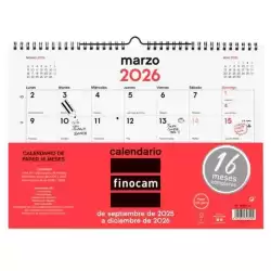 782020026 FINOCAM CALENDARIO DE PARED 16 MESES L-340X240MM MV NEUTRO 2025-2026