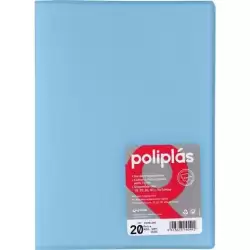 01451291 GRAFOPLÁS CARPETA CON FUNDAS POLIPLÁS SOLDADAS FOLIO 20 FUNDAS PP SEMIRÍGIDO TRANSLÚCIDO AZUL SOFT