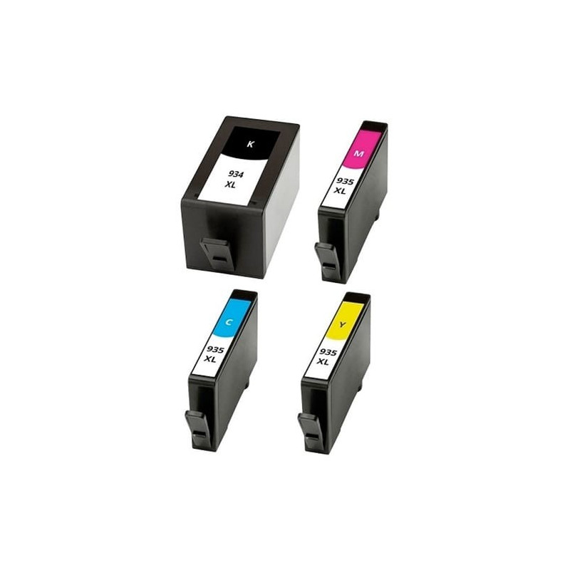 Multipack 4 cartuchos de tinta  Alternativo calidad Premium HP NEGRO (X1) / CIAN (X1) / MAGENTA (X1) / AMARILLO (X1) H934XLBK...