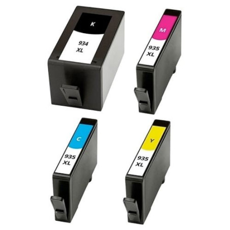 Multipack 4 cartuchos de tinta  Alternativo calidad Premium HP NEGRO (X1) / CIAN (X1) / MAGENTA (X1) / AMARILLO (X1) H934XLBK...