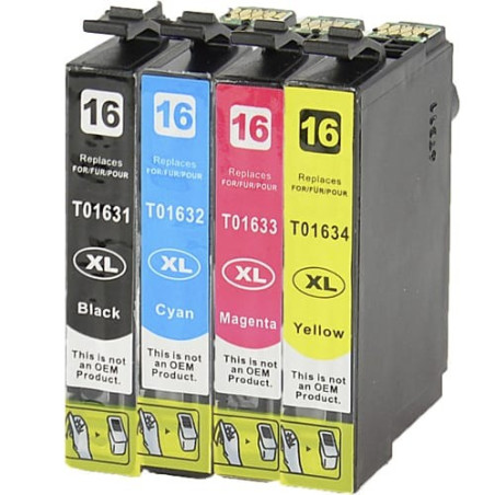 Multipack 4 cartuchos de tinta  Alternativo EPSON NEGRO (X1) / CIAN (X1) / MAGENTA (X1) / AMARILLO (X1) E1631 (x1) / E1632 (x...