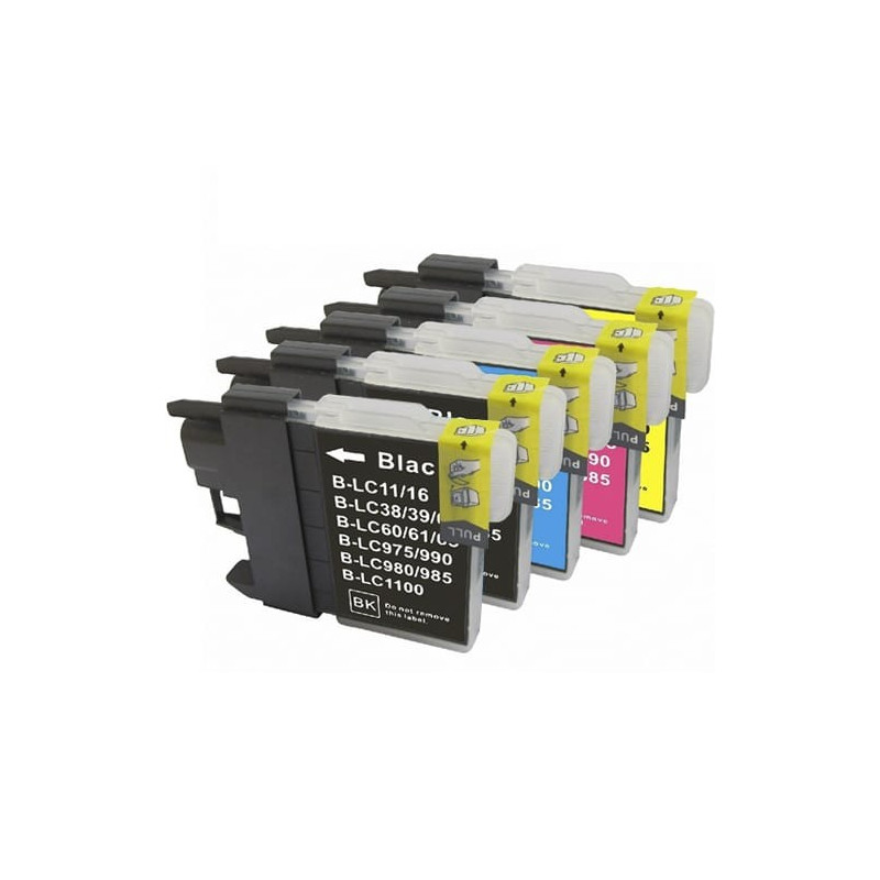 Multipack 5 cartuchos de tinta  Alternativo Brother NEGRO (X2) / CIAN (X1) / MAGENTA (X1) / AMARILLO (X1) B1100BK (x2) / B110...