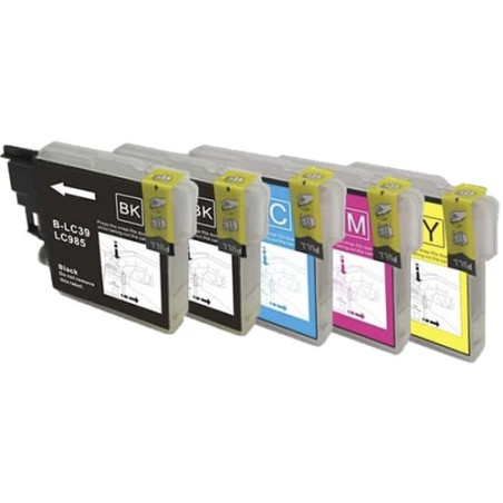Multipack 5 cartuchos de tinta  Alternativo Brother NEGRO (X2) / CIAN (X1) / MAGENTA (X1) / AMARILLO (X1) B985BK (x2) / B985C...