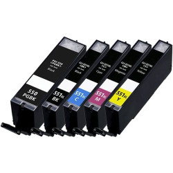 Multipack 5 cartuchos de tinta  Alternativo Canon NEGRO (X1) / NEGRO (X1) / CIAN (X1) / MAGENTA (X1) / AMARILLO (X1) C550XLBK...