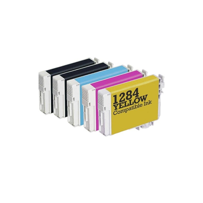 Multipack 5 cartuchos de tinta  Alternativo EPSON NEGRO (X2) / CIAN (X1) / MAGENTA (X1) / AMARILLO (X1) E1281 (x2) / E1282 (x...