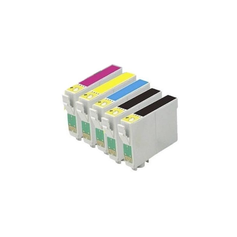 Multipack 5 cartuchos de tinta  Alternativo EPSON NEGRO (X2) / CIAN (X1) / MAGENTA (X1) / AMARILLO (X1) E711 (x2) / E712 (x1)...