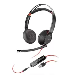 8X231A6 HP POLY AURICULARES BLACKWIRE 5220 DIADEMA BINAURAL C/ MICRÓFONO CONTROL DE VOLUMEN CABLE USB+JACK 3