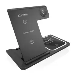 ASCH-15W3WC043-BK AISENS CARGADOR INALAMBRICO USB-C 3 EN 1 DE 15W MOVIL